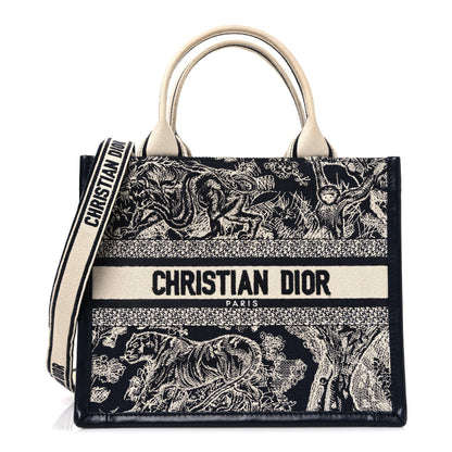 Calfskin Dioriviera Toile De Jouy Small Book Tote With Strap Blue Multicolor