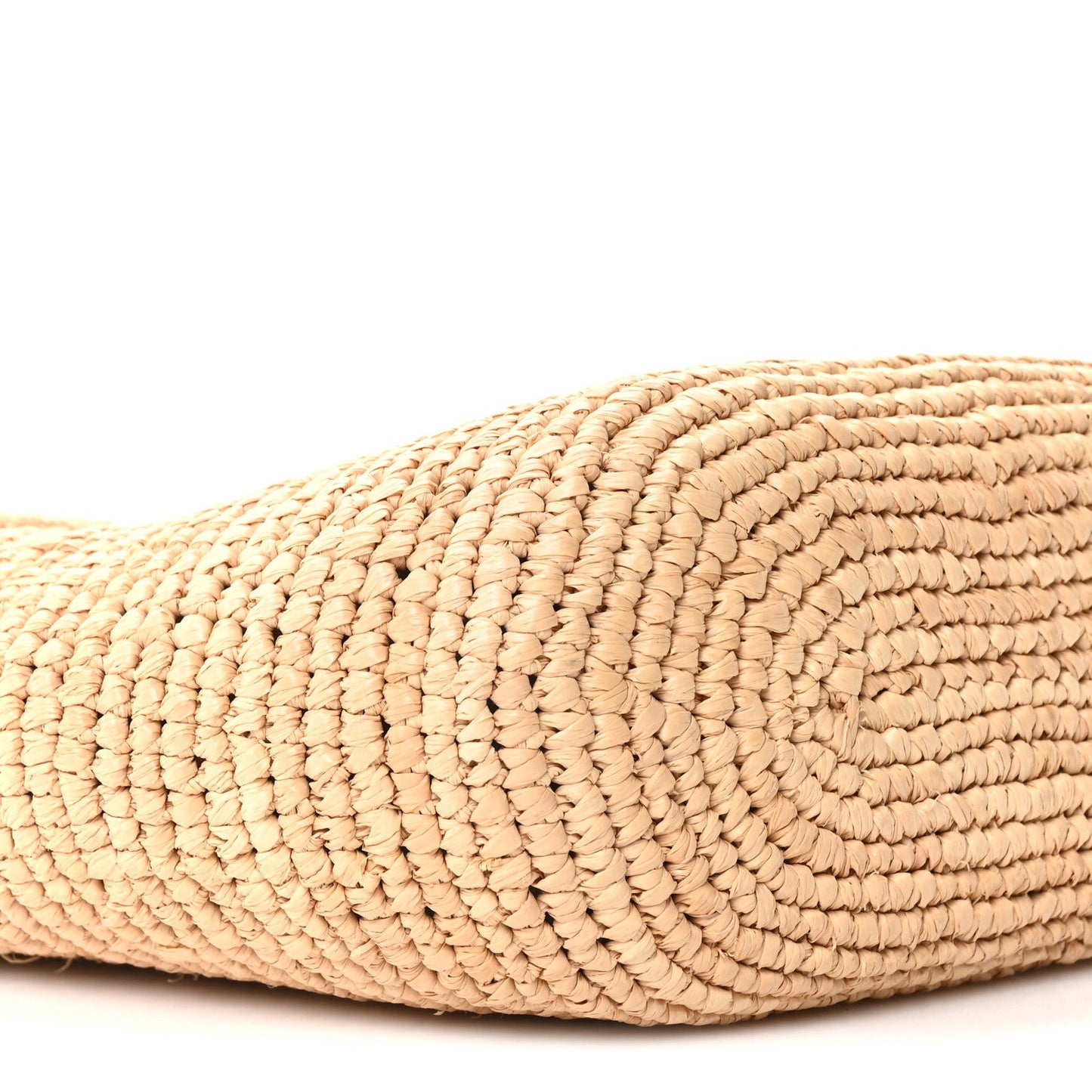 Calfskin Raffia Slit Pochette Bag Natural Tan