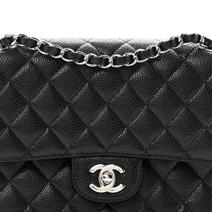 Caviar Quilted Medium Double Flap Black