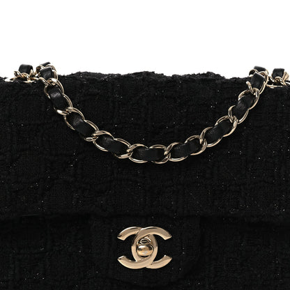Tweed Quilted Mini Rectangular Flap Black