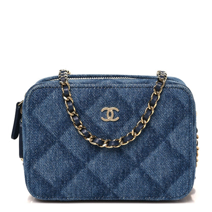 Printed Denim CC Camera Case Blue