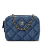 Printed Denim CC Camera Case Blue