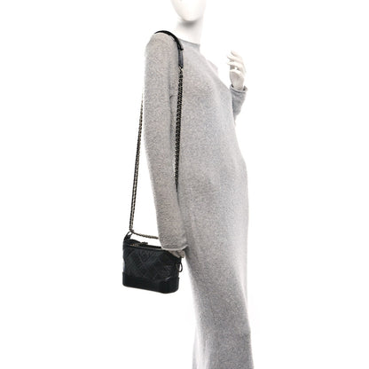 Aged Calfskin Quilted Small Gabrielle Hobo Black
