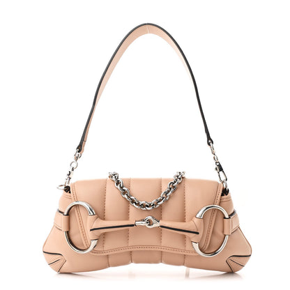 Nappa Vertical Matelasse Small Maxi Horsebit Chain Shoulder Bag Beige