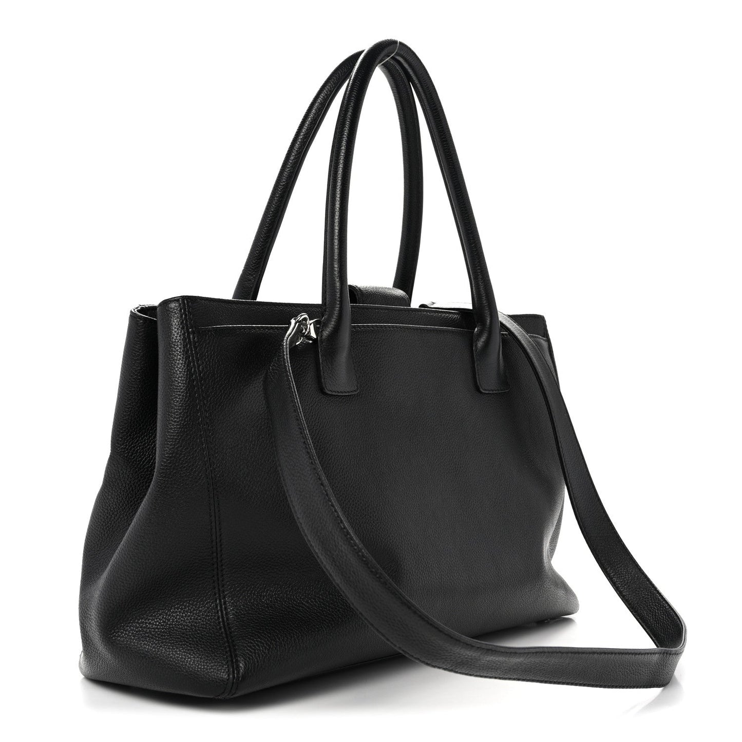 Calfskin Cerf Executive Shopper Tote Black