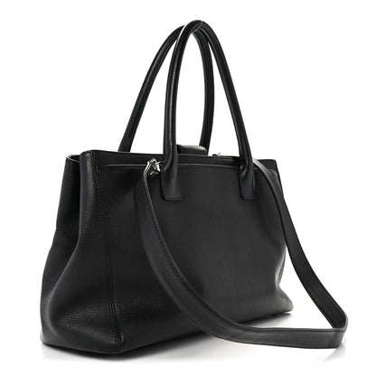Calfskin Cerf Executive Shopper Tote Black