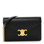 Shiny Calfskin Triomphe Margo Wallet on Chain Black