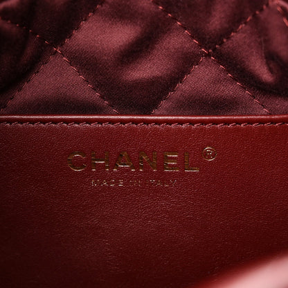 Shiny Calfskin Quilted Mini Chanel 22 Dark Burgundy