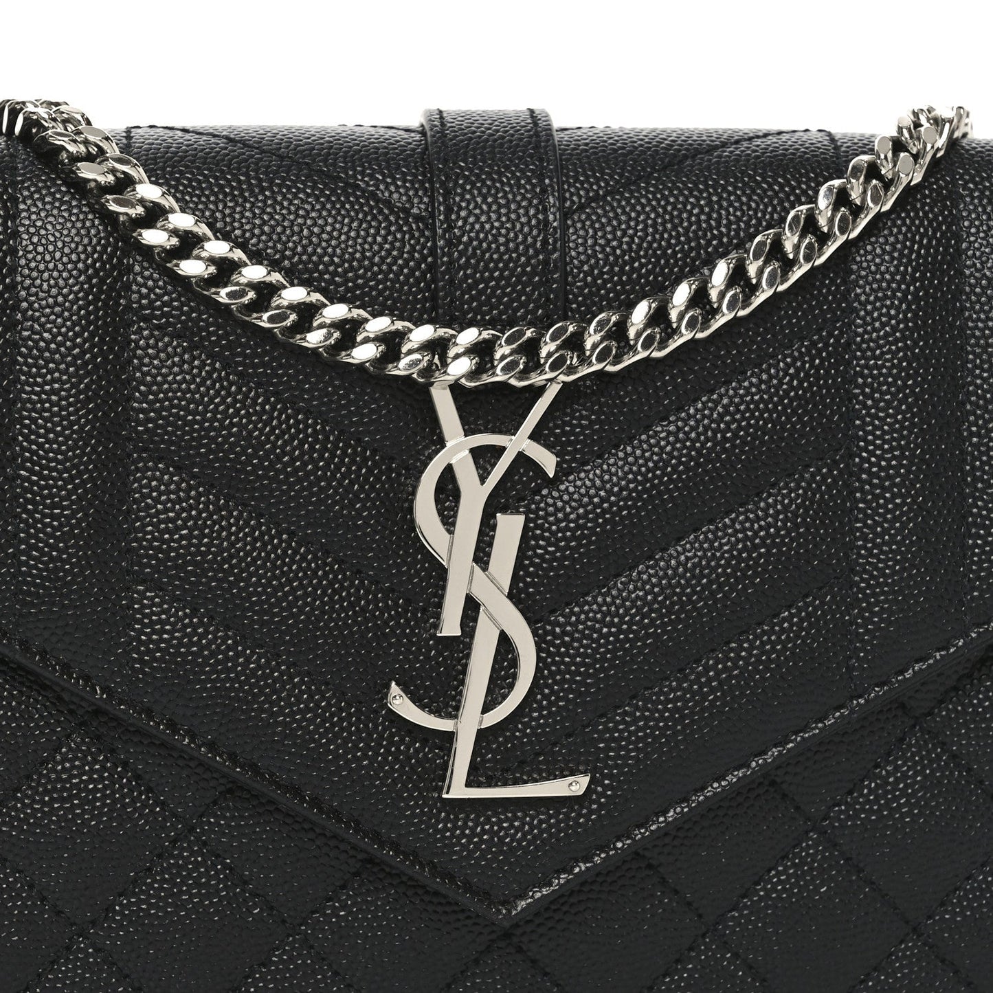 Grain De Poudre Mixed Matelasse Triquilt Monogram Chain Wallet Black