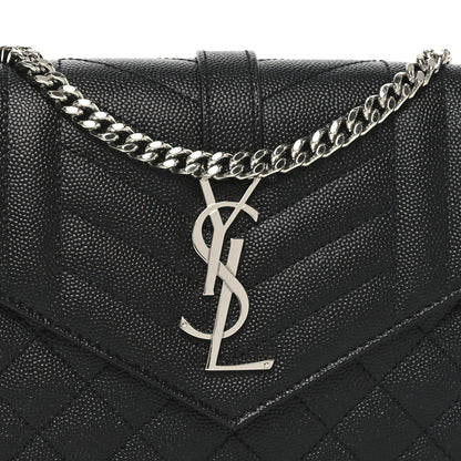 Grain De Poudre Mixed Matelasse Triquilt Monogram Chain Wallet Black