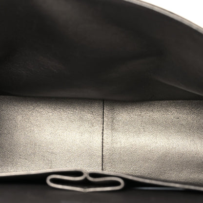 Metallic Lambskin Quilted Jumbo Double Flap Pewter