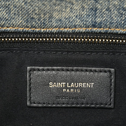 Denim Quilted Medium Loulou Puffer Monogram Chain Satchel Blue Cinnamon