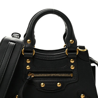 Smooth Calfskin Neo Classic Brass Hardware Nano City Crossbody Black