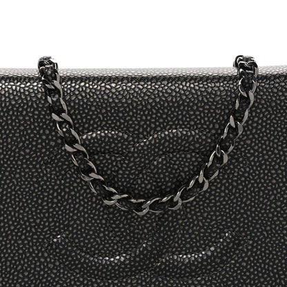 Metallic Caviar Timeless CC Wallet On Chain WOC Grey