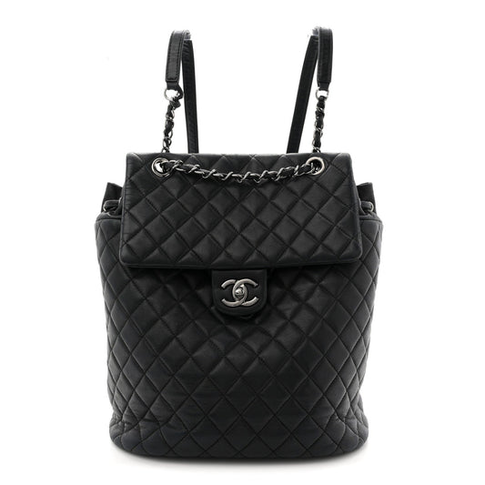 Calfskin Quilted Small Urban Spirit Backpack Black