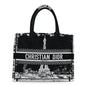Canvas Embroidered Medium Paris Book Tote Black White