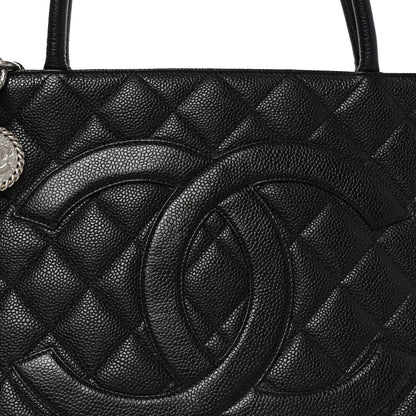 Caviar Quilted Medallion Tote Black
