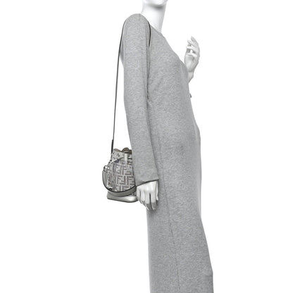 Crystal Vitello Laminato FF Mini Mon Tresor Bucket Bag Crystal Argento