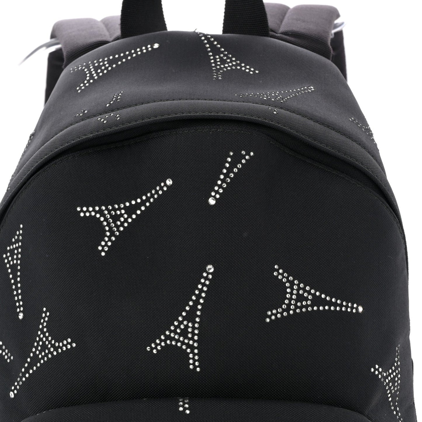 Canvas Crystal Embellished Eiffel Tower Explorer Backpack S Black