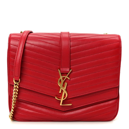 Lambskin Matelasse Chevron Monogram Medium Sulpice Bag Red