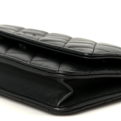 Lambskin Quilted Wallet On Chain WOC So Black