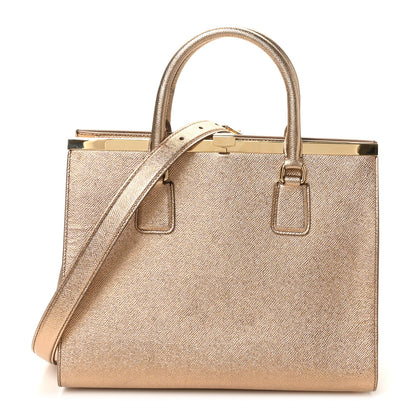 Metallic Dauphine Medium Frame Tote Gold