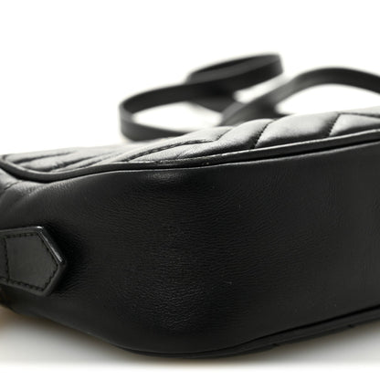 Calfskin Matelasse Mini GG Marmont Chain Shoulder Bag Black