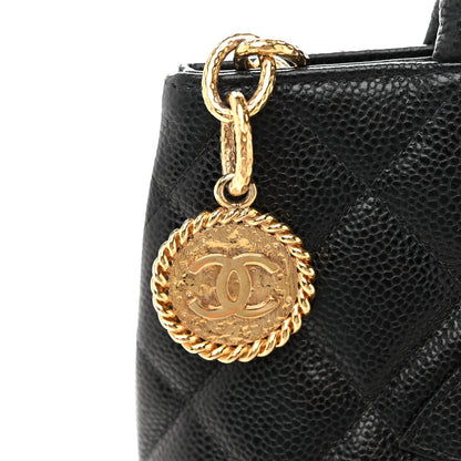 Caviar Quilted Medallion Tote Black