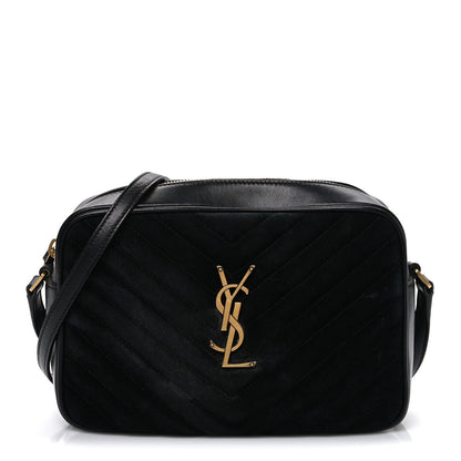 Suede Calfskin Monogram Lou Camera Bag Black
