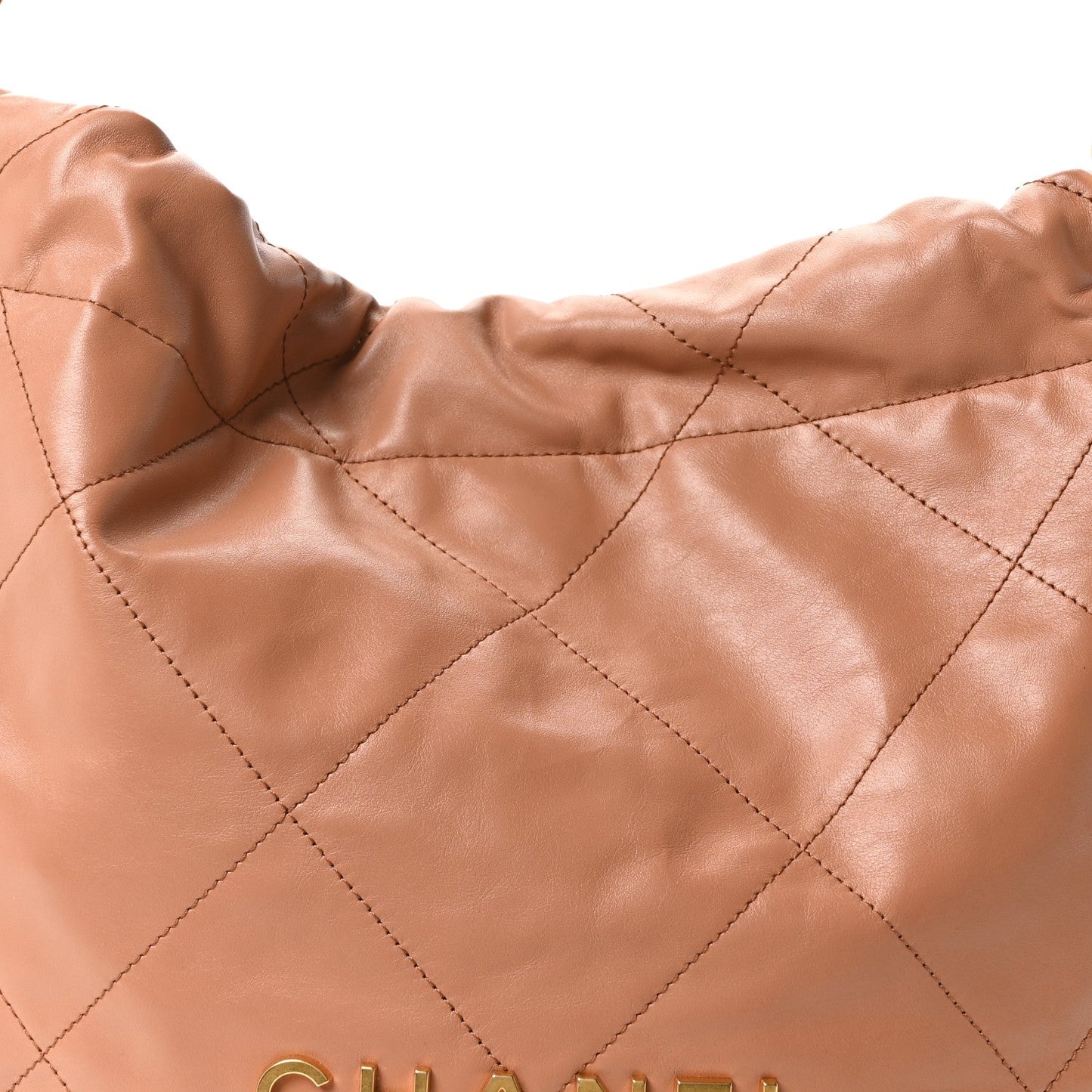 Shiny Calfskin Quilted Small Chanel 22 Beige