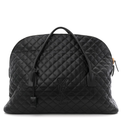 Calfskin Quilted ES Giant Travel Bag Black