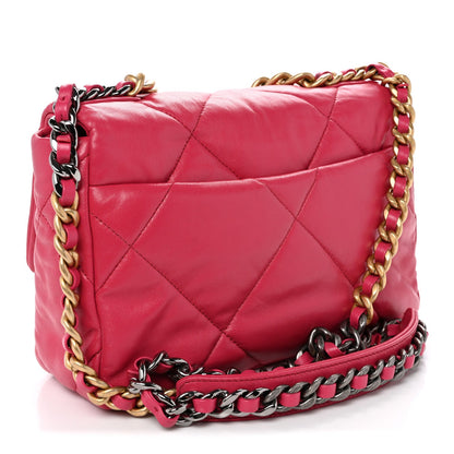 Goatskin Quilted Medium Chanel 19 Flap Pink