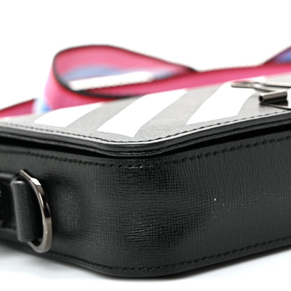 Saffiano Striped Mini Diag Binder Clip Bag Black White Indus
