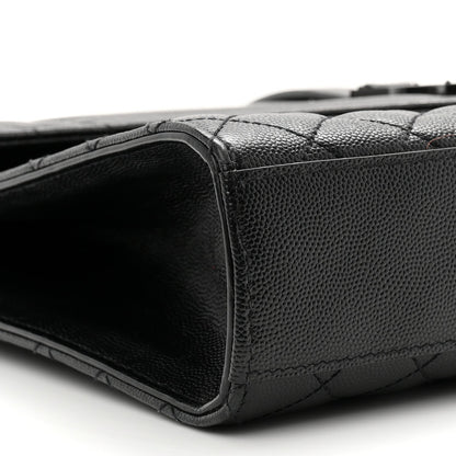 Grain De Poudre Textured Mixed Matelasse Large Triquilt Monogram Monochrome Satchel Black