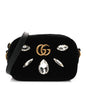Velvet Matelasse Marquise Crystals Mini GG Marmont Chain Shoulder Bag Black