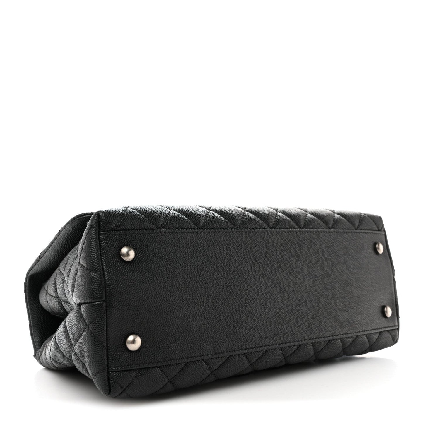 Caviar Lizard Embossed Quilted Small Coco Handle Flap Black