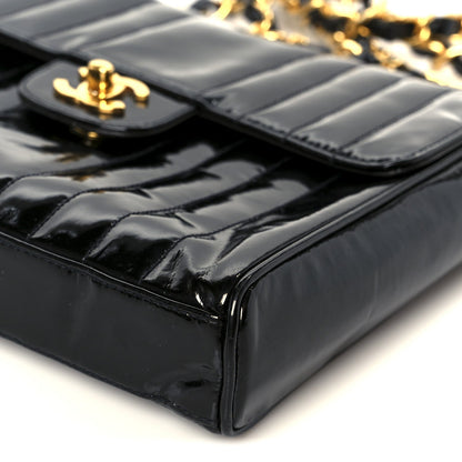 Patent Vertical Quilt Small Flap Black