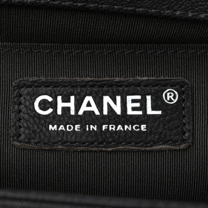 Caviar Quilted Medium Boy Flap Dark Grey