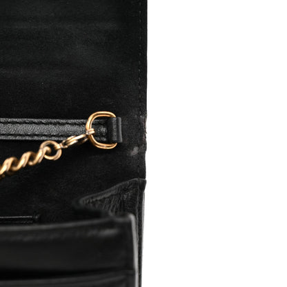 Calfskin Studded Diorama Wallet on Chain Pouch Black