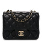 Lambskin Quilted Mini Square Flap Black