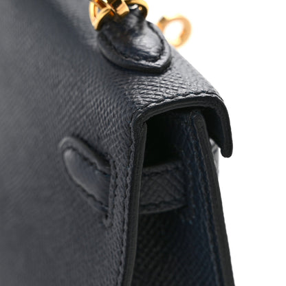 Epsom Mini Kelly Sellier 20 Bleu Indigo