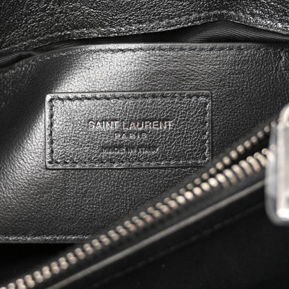 Sheepskin Matelasse Chevron Monogram Medium College Bag Black