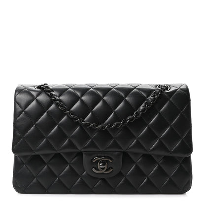 Lambskin Quilted Medium Double Flap So Black