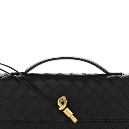 Nappa Intrecciato Long Andiamo Top Handle Clutch Black