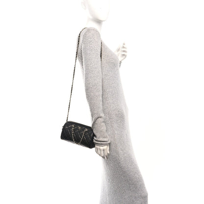 Caviar Quilted Barrel Purse With Chain  Black