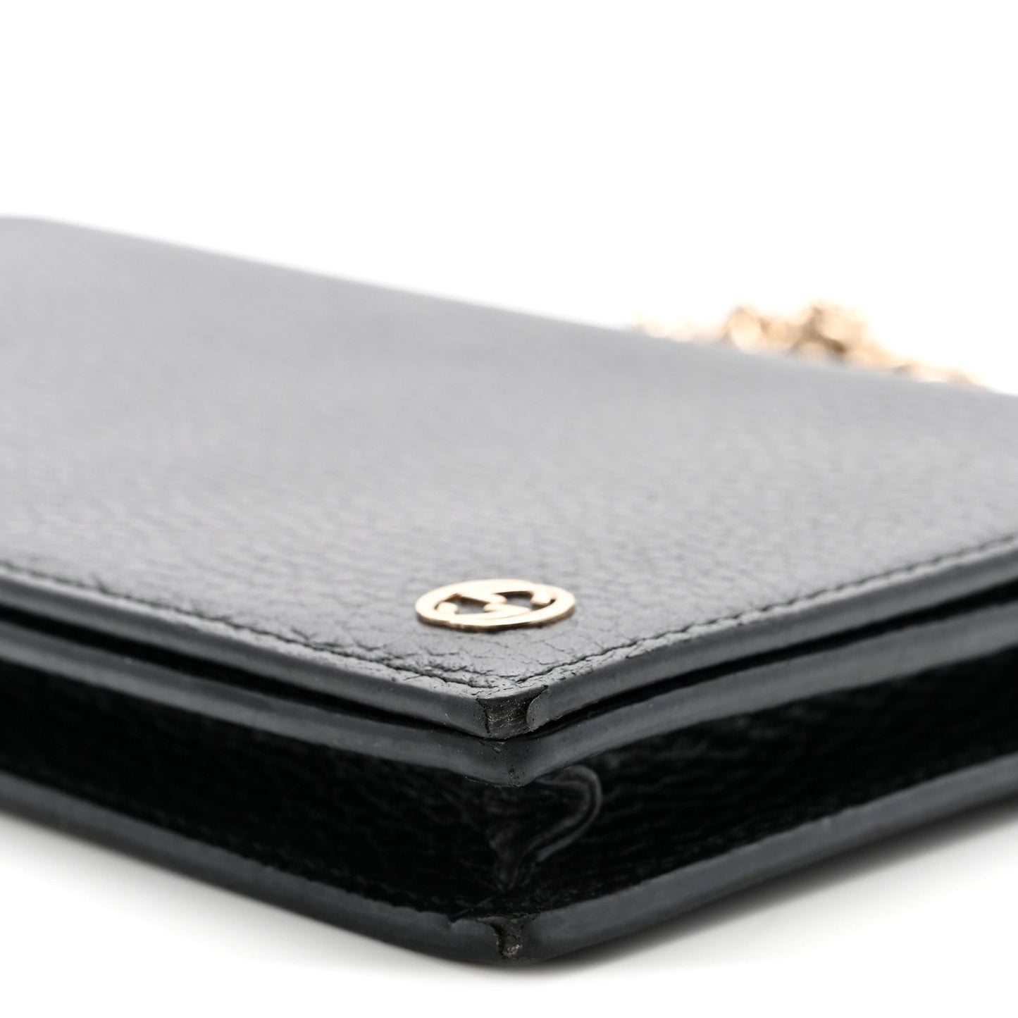 Dollar Calfskin Medium Betty Chain Wallet Black