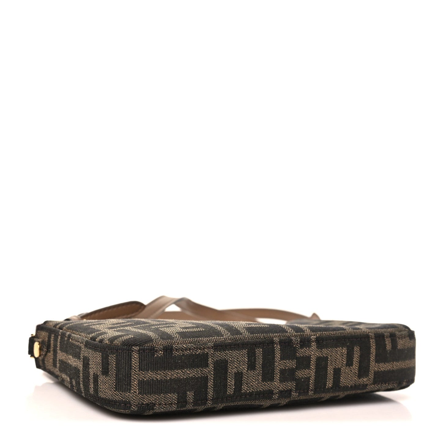 Fabric Jacquard Vitello Grace FF 1974 Baguette Pouch Tobacco Moro Sand