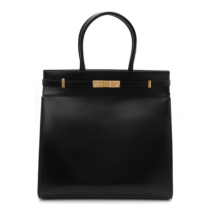Smooth Calfskin Manhattan North South Shopper Tote Black