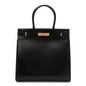 Smooth Calfskin Manhattan North South Shopper Tote Black