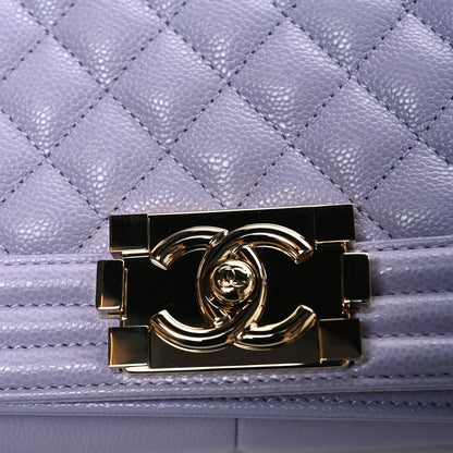 Caviar Quilted Medium Boy Flap Light Purple